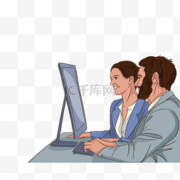 手绘插画互联网图片_互联网商务科技