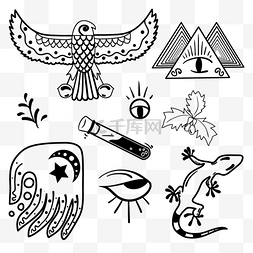 埃及符号图片_手绘神秘符号塔罗图案