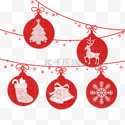 麋鹿标签图片_手绘扁平圣诞节挂饰标签