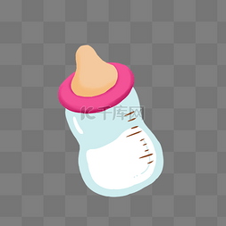 母乳插画图片_可爱粉色婴儿奶瓶卡通