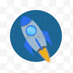 星空科技星球图片_蓝色火箭发射太空插图