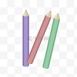 彩色铅笔免抠素材图片_铅笔通用词三色铅笔