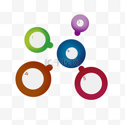 五个不同大小彩色圆形目录插图