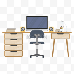 书桌电脑图片_灰色商务办公桌