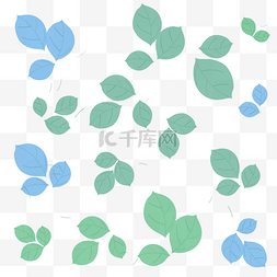 蓝色绿色树叶花纹图片_春季植物底纹