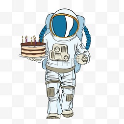 中国宇航员插画图片_宇航员插画波普恶搞吃蛋糕插画元