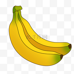 黄色卡通香蕉图片_两根香蕉PSD透明底