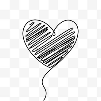 涂鸦爱心情人节连续线条 line draw love