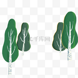 四棵绿色大树免抠图