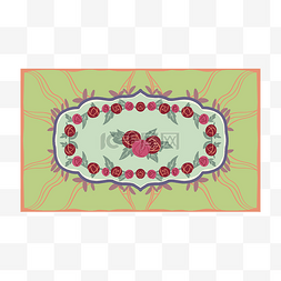长方形地毯图片_矩形地毯玫瑰花纹
