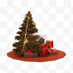 室内气氛图片_室内的圣诞树和礼物盒