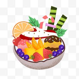 水果捞图片图片_夏季美味椰子巧克力冰淇淋球