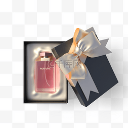 粉色香水黑金礼盒立体元素