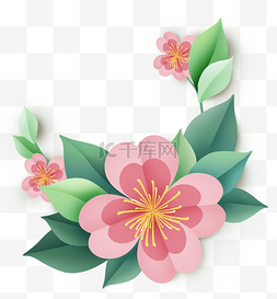 花朵立体折纸图片_折纸感粉色花朵