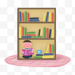 教育培训在书架里看书的孩子