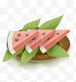 吃的一盘吃的图片_夏季一盘可口的西瓜