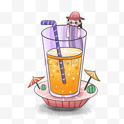 夏季卡通可爱果汁饮料小人免扣素