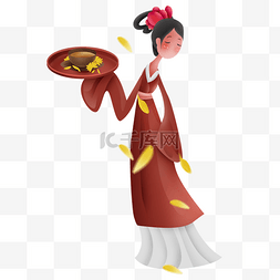 中国风喝茶的古代女子