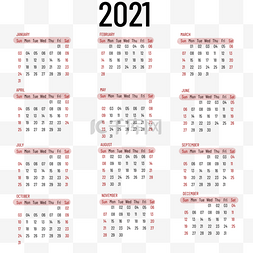 2021calendar简约年历