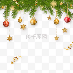 圣诞节绿色边框装饰图片_绿色圣诞节圣诞树装饰