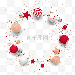 红色的立体球图片_立体清新圣诞球
