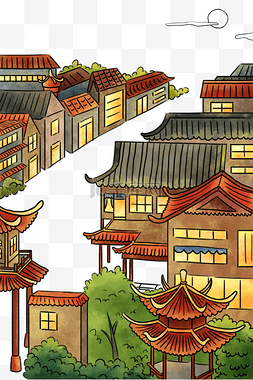 房子古代房子图片_新中国风古代街市建筑房子