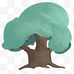 阴森的林子图片_植物绿色粗树插画