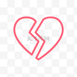 情人节图标图片_玫红色线性心碎情人节图标