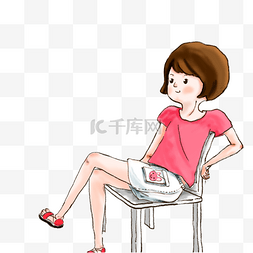 坐在椅子上的女生图片_女孩坐在椅子上免抠图