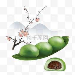 中国风青团插画