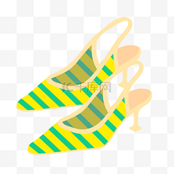 时尚黄绿图片_黄绿条纹凉鞋