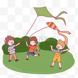 放风筝游戏图片_卡通六一儿童节小孩子玩游戏