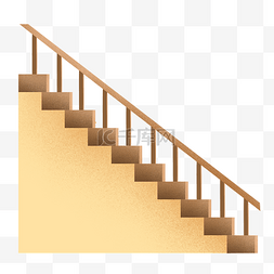 黄色楼房楼梯插画
