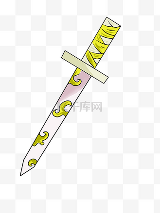 卡通屠龙宝刀图片素材_黄色的花纹刀剑插画