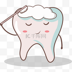 牙齿刷牙图片_矢量卡通牙齿刷牙