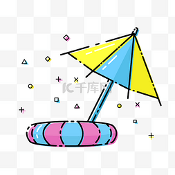 卡通遮阳伞和泳泳圈
