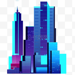 蓝紫色渐变城市建筑