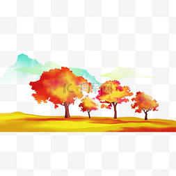 秋季水彩枫树林