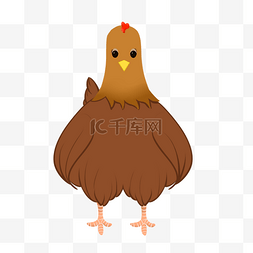下蛋卡通图片_棕色的站立母鸡插画