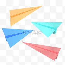 3d纸飞机图片_C4D六一儿童节纸飞机电商装饰元素