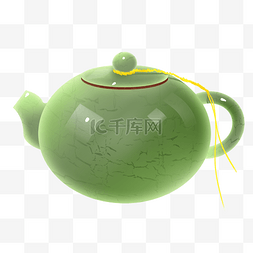 漂亮茶具图片_漂亮的绿色茶壶插画