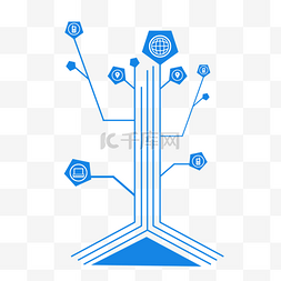 矢量科技树图片_蓝色矢量科技树