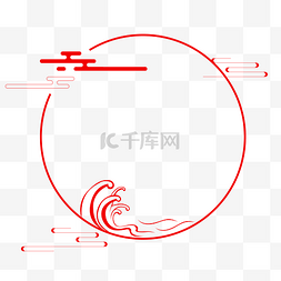 中式圆形红色边框图片_传统节日祥云边框