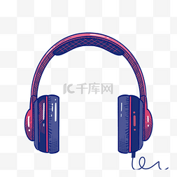 音乐线条图片_蓝紫色耳机