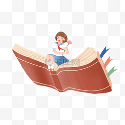 小孩坐在河边图片_坐在书上飞的女孩素材