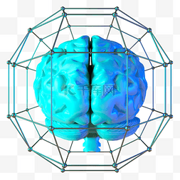 科技智能大脑数据蓝色线框