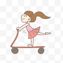 滑板车小孩图片_儿童节滑板车小女孩PNG