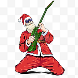 圣诞夜店图片_圣诞节圣诞老人摇滚朋克插画元素
