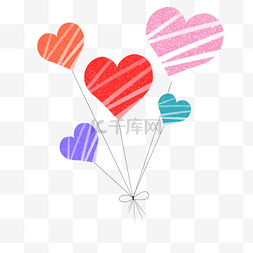 气球图片_卡通粉色爱心漂浮气球