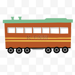 带铁轨的火车图片_棕色火车车厢